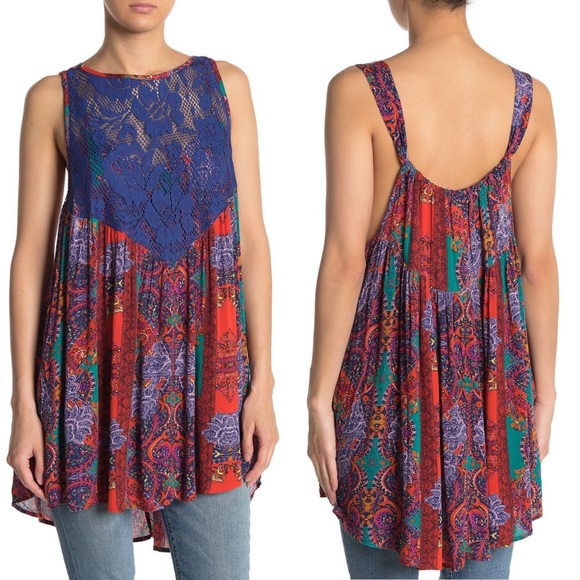 Free People Tops - Free People Count me in Trapeze Tunic Top red